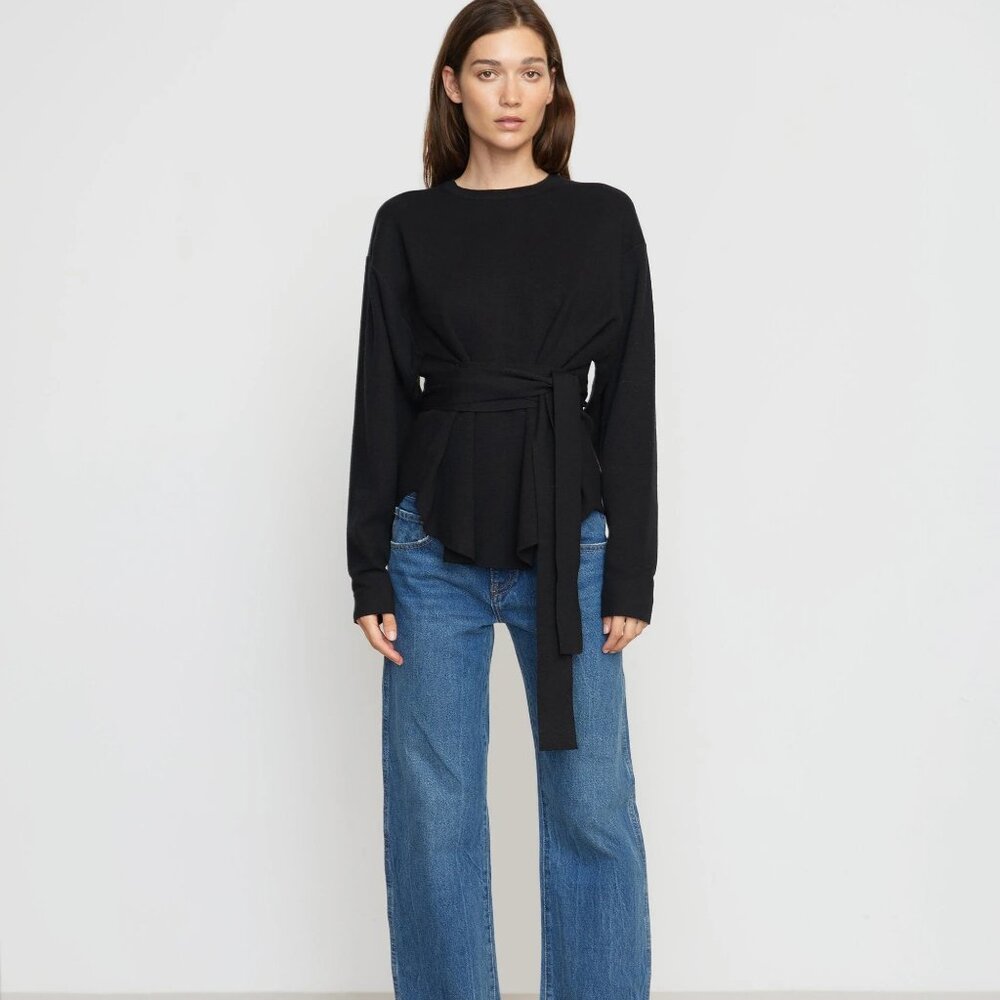 Modern Citizen Nara Tie-Front Knit Sweater - XS/SM Black